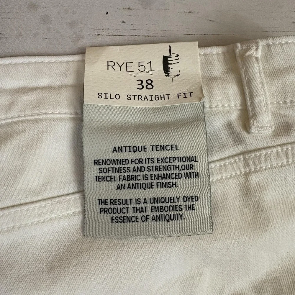 Rye 51 Silo Antique Tencel Pants Jeans Mens 38x34 Opal White NEW NWT